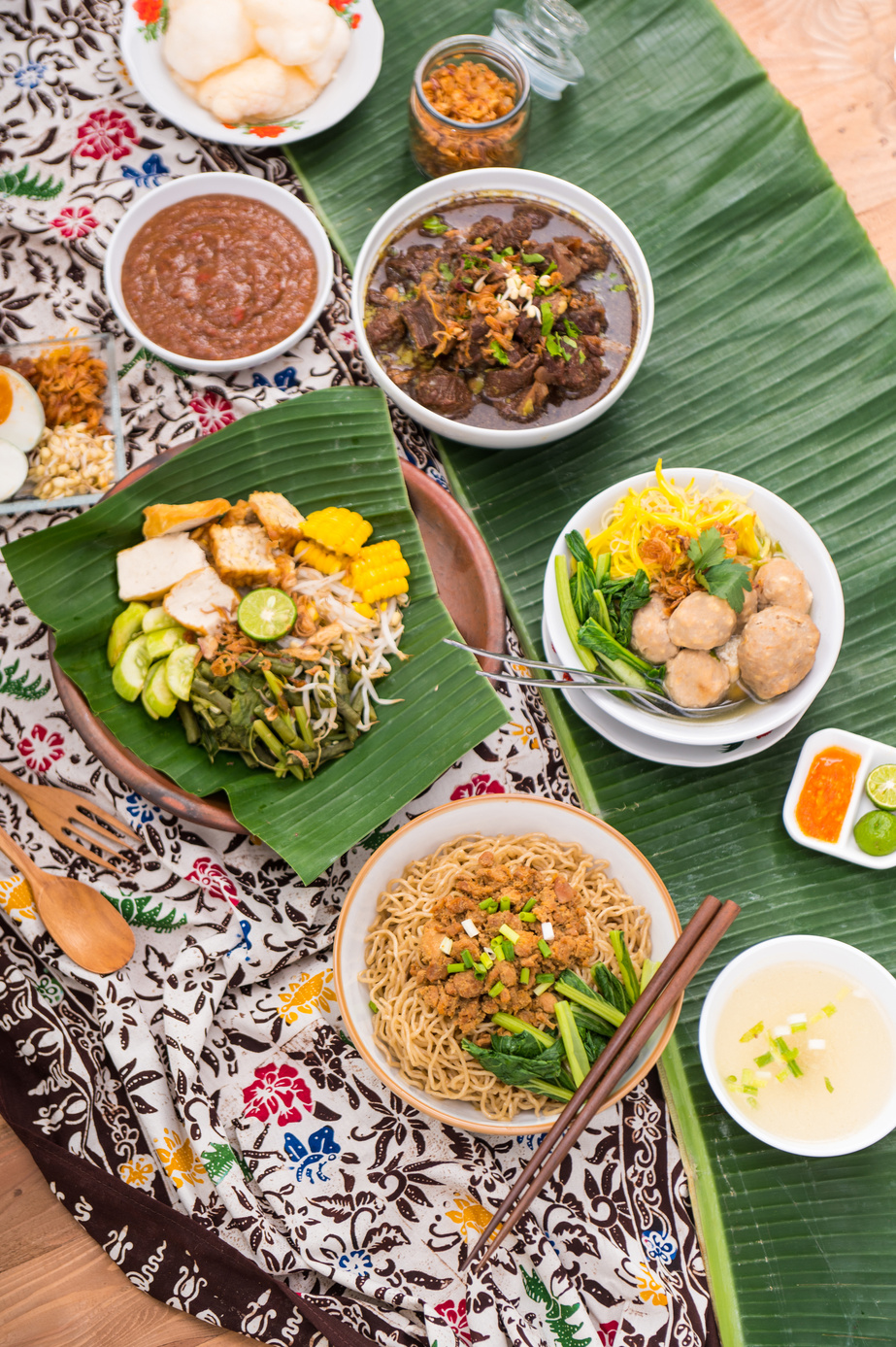 Indonesian Food Flatlay of Various Indonesian Food